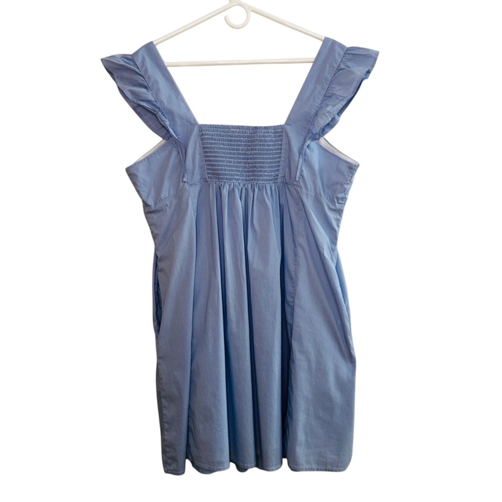 Draper James Women's XL Cotton Blue Pinstripe Embroidered Baby Doll Dress - Picture 3 of 6